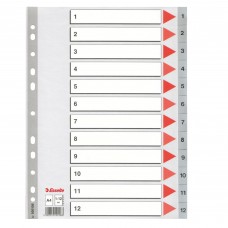 Separatore numerico 1/12 - PPL - A4 - 22,5x29,7 cm - grigio - Esselte