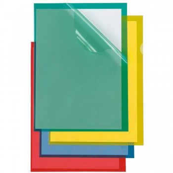 Cartellina a L - Poli 150 Color - PP - 21 x 29,7 cm - trasparente rosso - buccia - Sei Rota - conf. 25 pezzi