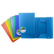 Cartelle con elastico Garda - 3 lembi - PP - dorso piatto - colori assortiti - Plastibor