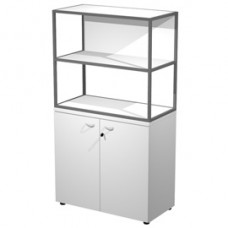 Libreria media Metal + armadio basso Essence - 90 x 46 x 165 cm - bianco/antracite