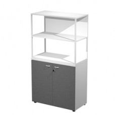Libreria media metal + armadio basso Essence - 90 x 46 x 165 cm - Bianco/antracite/bianco