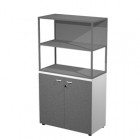 Libreria media metal + armadio basso Essence - 90 x 46 x 165 cm - Bianco/antracite/antracite