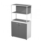 Libreria media metal + armadio basso Essence - 90 x 46 x 165 cm - Bianco/antracite/antracite