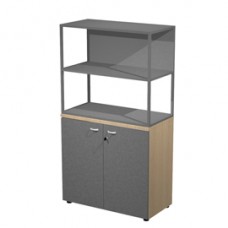 Libreria media metal + armadio basso Essence - 90 x 46 x 165 cm - Rovere/antracite/antracite