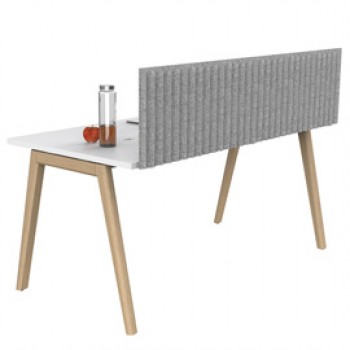 Pannello fonoassorbente per scrivania - 115 x 40 cm - morsetti neri - grigio chiaro