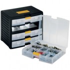 Cassettiera portautensili modulare Store-Age - 4 cassetti - con maniglia - 39,1 x 29 x 33,4 cm - PPL - trasparente/nero - Terry