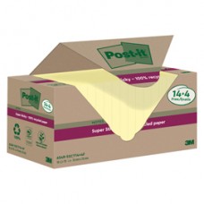 Blocco foglietti Post-it SuperSticky Green - 654R-SSCY14+4 - 76 x 76 mm - carta riciclata - giallo Canary - 70 fogli - Post-it - conf. 18 blocchi