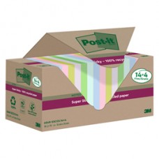 Blocco foglietti Post-it SuperSticky Green - SSCOL14+4 - 76 x 76 mm - carta riciclata - colori pastello assortiti - 70 fogli - Post-it - conf. 18 blocchi