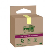 Blocco foglietti Post-it SuperSticky Green - 622R-SS3CY - 47,6 x 47,6 mm - carta riciclata - giallo Canary - 70 fogli - Post-it - conf. 3 blocchi