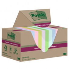Blocco foglietti Post-it SuperSticky Green - 622R-SS12COL - 47,6 x 47,6 mm - carta riciclata - colori pastello assortiti - 70 fogli - Post-it - conf. 12 blocchi