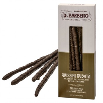 Grissini Rubatà - ricoperti di cioccolato fondente - in astuccio - 200 gr - Barbero Grissini Rubatà - ricoperti di cioccolato fondente - in astuccio - 200 gr - Barbero