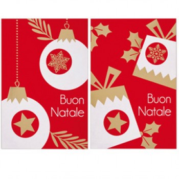 Biglietto Natale - doppio - 9 x 14 cm - cartoncino - fantasie assortite - rosso - Rex Sadoch Biglietto Natale - doppio - 9 x 14 cm - cartoncino - fantasie assortite - rosso - Rex Sadoch