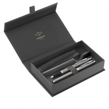 Gift Set IM Stainless Steel Edition CT - sfera + stilografica - punta media - acciaio - Parker Gift Set IM Stainless Steel Edition CT - sfera + stilografica - punta media - acciaio - Parker