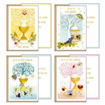 Biglietto auguri Comunione - 11,7 x 17 cm - 4 soggetti assortiti - Kartos