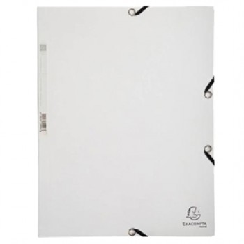 Cartella 3 lembi - con elastici - A4 - cartoncino lustré - 400g/mq - bianco - Exacompta