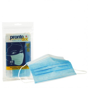 Mascherina chirurgica monouso - tipo IIR - 3 veli - celeste - ProntoDoc - conf. 10 pezzi Mascherina chirurgica monouso - tipo IIR - 3 veli - celeste - ProntoDoc - conf. 10 pezzi