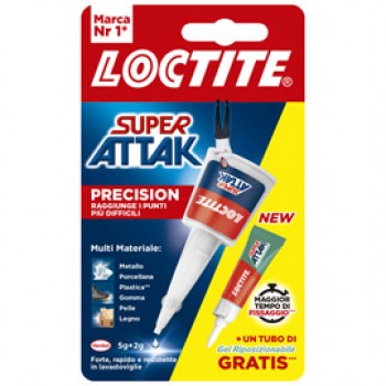 Colla Super Attak Precision - 5 gr + 2 gr - Gel Riposizionabile - Loctite