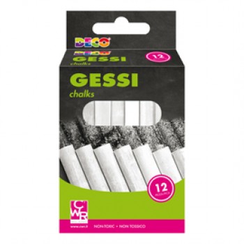 Gessetti tondi - ø 10 x 81 mm - bianco - Deco - Scatola 12 gessetti tondi