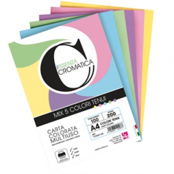 Risma carta Cromatica - A4 - 200 gr - colori assortiti tenui - 100 fogli - CWR Risma carta Cromatica - A4 - 200 gr - colori assortiti tenui - 100 fogli - CWR