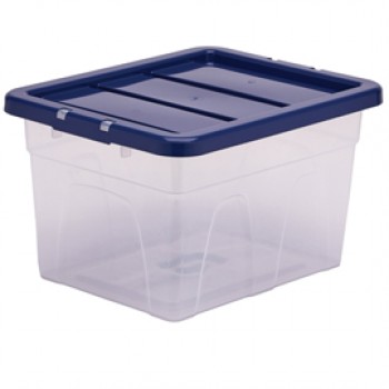 Contenitore multiuso Bankers Box - 37 x 40 x 24,5 cm - 22 L - PP - con coperchio blu - trasparente - Fellowes Contenitore multiuso Bankers Box - 37 x 40 x 24,5 cm - 22 L - PP - con coperchio blu - trasparente - Fellowes