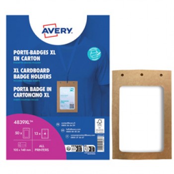Portabadge A6 - in cartoncino plastificato - laser/inkjet - 105 x 148 mm - Avery - Conf. 50 pezzi Portabadge A6 - in cartoncino plastificato - laser/inkjet - 105 x 148 mm - Avery - Conf. 50 pezzi