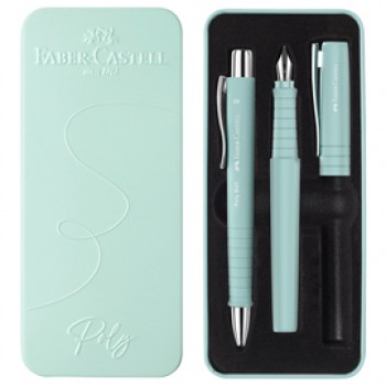 Set stilo B Poly Pen + sfera Poly Ball - punta 0,7 mm - fusto caribic blue - Faber-Castell