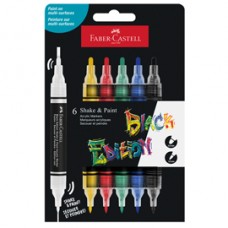 Marcatori Shake&Paint - colori assoriti basic - Faber-Castell - conf. 6 pz Marcatori Shake&Paint - colori assoriti basic - Faber-Castell - conf. 6 pz