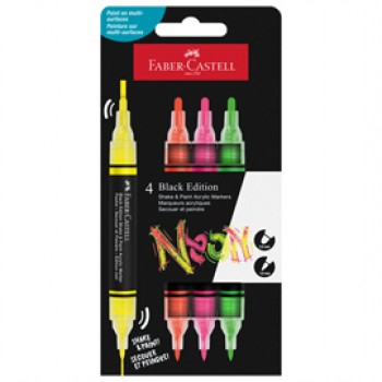 Marcatori Shake&Paint - colori assoriti neon - Faber-Castell - conf. 4 pz