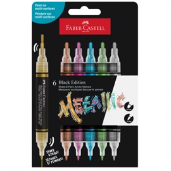 Marcatori Shake&Paint - colori assoriti metallic - Faber-Castell - conf. 6 pz