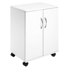 Mobiletto Multifunzione 74/53 - con ante alte e ruote - 4 ripiani - 52,8 x 40 x 73,7 cm - bianco - Durable