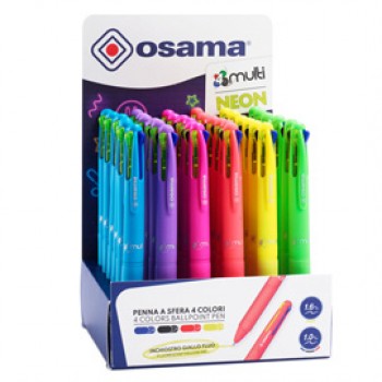 Penna a sfera scatto 4 Color - colori Neon assortiti - Osama - expo 36 pezzi Penna a sfera scatto 4 Color - colori Neon assortiti - Osama - expo 36 pezzi