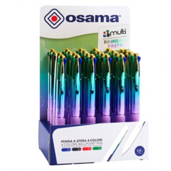 Penna a sfera scatto 4 Color - colori Rainbow pastel assortiti - Osama - expo 24 pezzi Penna a sfera scatto 4 Color - colori Rainbow pastel assortiti - Osama - expo 24 pezzi
