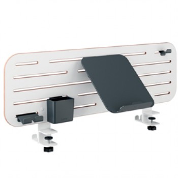 Pannello forato grande - per scrivanie compatte Sit-Stand - con supporto PC/Smartphone, portapenne e gancio - 80 x 25 x 0,8 cm - gri gio chiaro - Leitz Pannello forato grande - per scrivanie compatte Sit-Stand - con supporto PC/Smartphone, portapenne e gancio - 80 x 25 x 0,8 cm - gri gio chiaro - Leitz