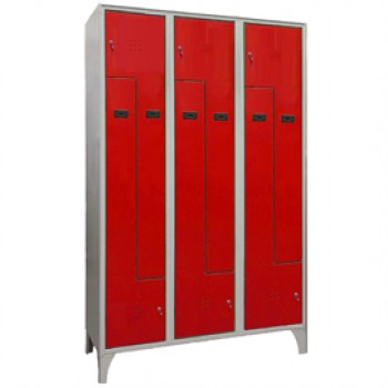 Armadio spogliatoio in metallo salvaspazio - a 6 ante a L - 120 x 50 x 195 cm - grigio/rosso - Fasma Armadio spogliatoio in metallo salvaspazio - a 6 ante a L - 120 x 50 x 195 cm - grigio/rosso - Fasma