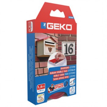 Nastro biadesivo OUTDOOR Mister Attach - 19 mm x 1,5 m - PP - grigio/rosso - Geko Nastro biadesivo OUTDOOR Mister Attach - 19 mm x 1,5 m - PP - grigio/rosso - Geko