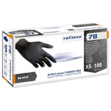 Guanti in nitrile R78 - senza polvere - taglia XS - nero - Reflexx - conf. 100 pezzi