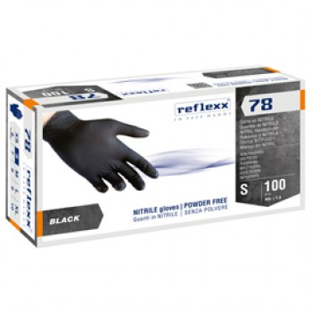Guanti in nitrile R78 - senza polvere - taglia S - nero - Reflexx - conf. 100 pezzi