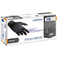 Guanti in nitrile R78 - senza polvere - taglia L - nero - Reflexx - conf. 100 pezzi