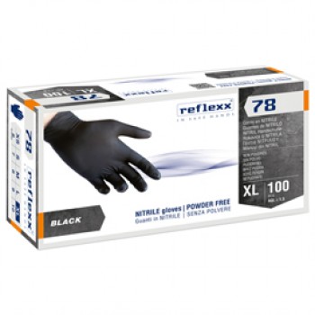 Guanti in nitrile R78 - senza polvere - taglia XL - nero - Reflexx - conf. 100 pezzi Guanti in nitrile R78 - senza polvere - taglia XL - nero - Reflexx - conf. 100 pezzi