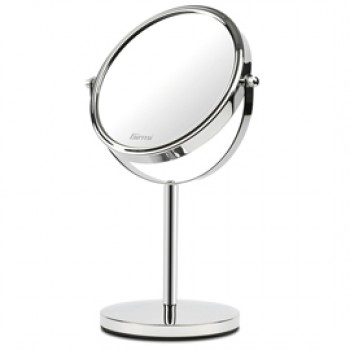 Specchio per trucco - con ingrandimento x3 - diametro specchio 15,5 cm - altezza 32 cm - grigio - Girmi