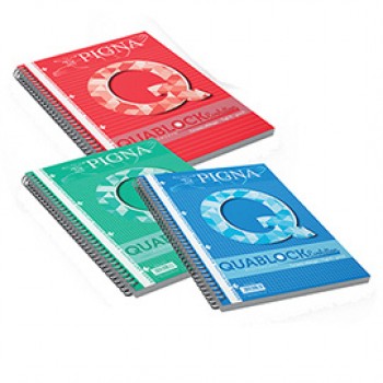 Blocco Quablock Evolution - spiralato - 22x29,5cm - 1 rigo - 50 fogli - 80gr - 4 fori - microperforato - Pigna