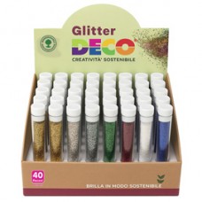 Glitter Bio grana fine - 10ml - colori assortiti - Deco - display 40 flaconi Glitter Bio grana fine - 10ml - colori assortiti - Deco - display 40 flaconi