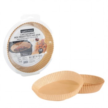 Vaschette cartaforno per friggitrice ad aria - in astuccio - diametro 20 cm - altezza 4,5 cm - avana - Perfetto Kitchen - conf. 50 p ezzi Vaschette cartaforno per friggitrice ad aria - in astuccio - diametro 20 cm - altezza 4,5 cm - avana - Perfetto Kitchen - conf. 50 p ezzi