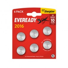 Micropila Eveready Lithium CR2016 - 3V - a pastiglia - litio - Energizer - blister 6 pezzi