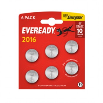 Micropila Eveready Lithium CR2016 - 3V - a pastiglia - litio - Energizer - blister 6 pezzi