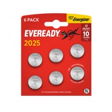 Micropila Eveready Lithium CR2025 - 3V - a pastiglia - litio - Energizer - blister 6 pezzi