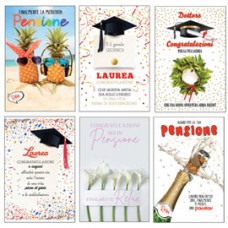 Biglietto Laurea/Pensione - con glitter - fantasie assortite - Rex Sadoch