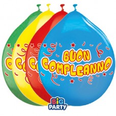 Palloncino - diametro 26 cm - lattice - Buon compleanno - Big Party - conf. 10 pezzi Palloncino - diametro 26 cm - lattice - Buon compleanno - Big Party - conf. 10 pezzi
