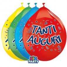 Palloncino - diametro 26 cm - lattice - Tanti auguri - conf. 10 pezzi