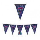 Festone bandiere - 3 metri - Happy birthday - neon - Big Party